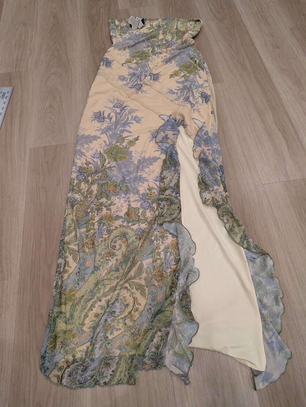 Tiger Mist Yellow Strapless Dress With High Alert Size XL